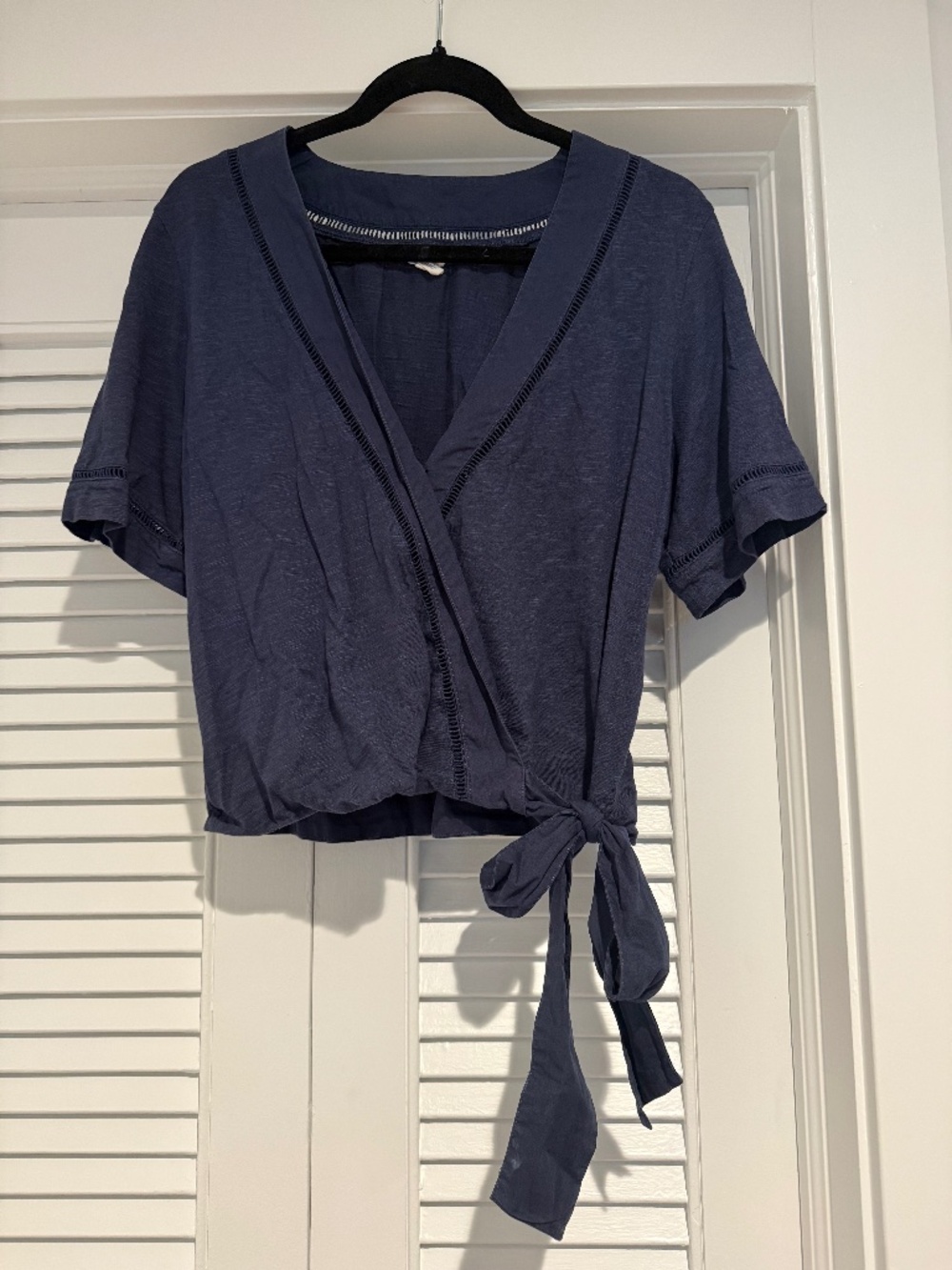 Caslon, Cropped, V Neck, Short Sleeve Blouse, Size S